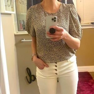 Spotty dot blouse with puff sleeves
